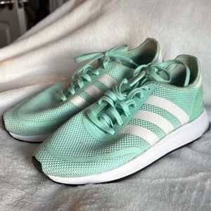 Adidas Women's Fresh Mint and White Sneakers